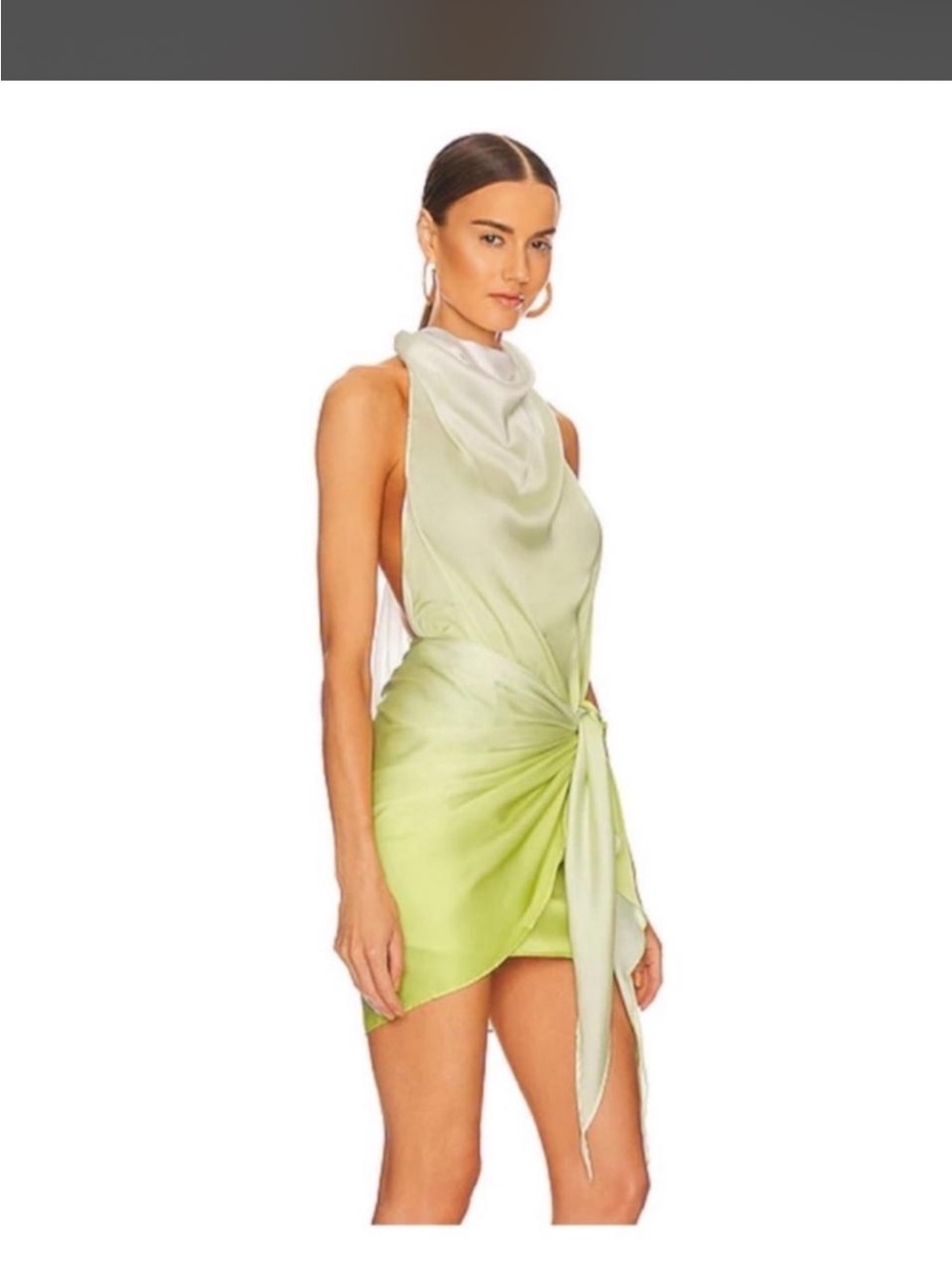 Baobab Collection Satin Cowl Halter Mini Dress in Pale Green